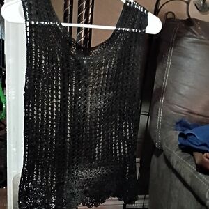 Elegant Black Crochet Blouse